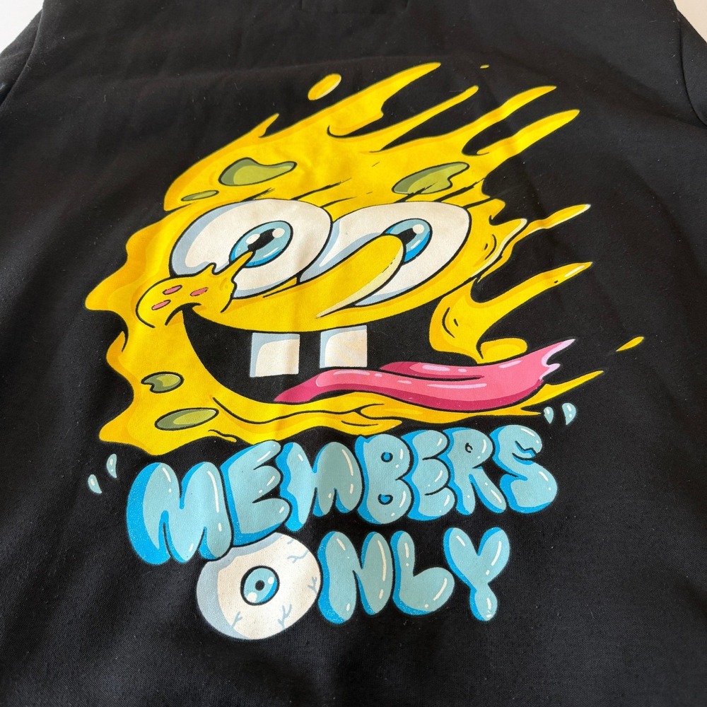 Members Only x Nickelodeon SpongeBob Black Graphic Hoodie Mens Medium